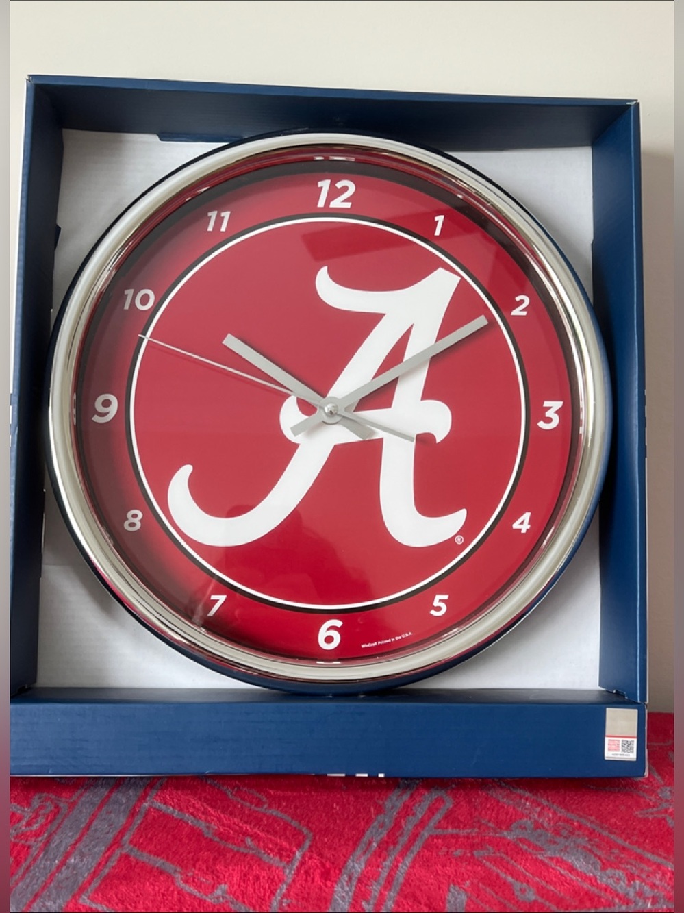 NWT WinCraft NCAA Alabama Crimson Tide 12" Chrome Wall Clock Fan Cave